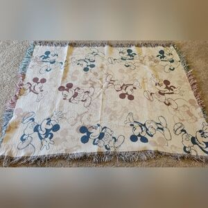 Classic Mickey Mouse Disney Fringed Woven Tapestry Throw Blanket